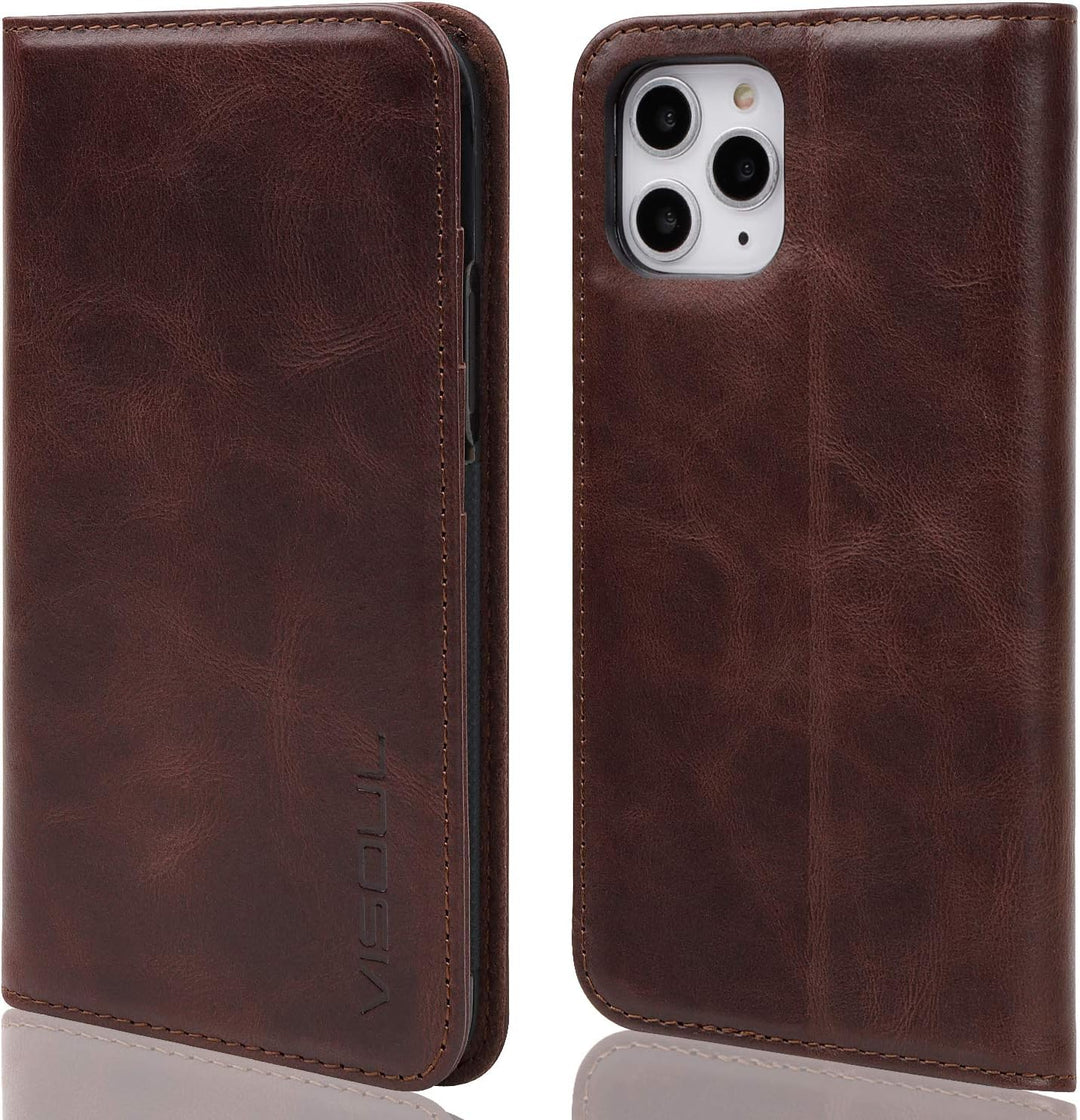 VISOUL iPhone 11 Pro Max Hülle,Stossfeste Handyhülle [Auto Sleep/Wake][100% Leder] TPU Schutzhülle K