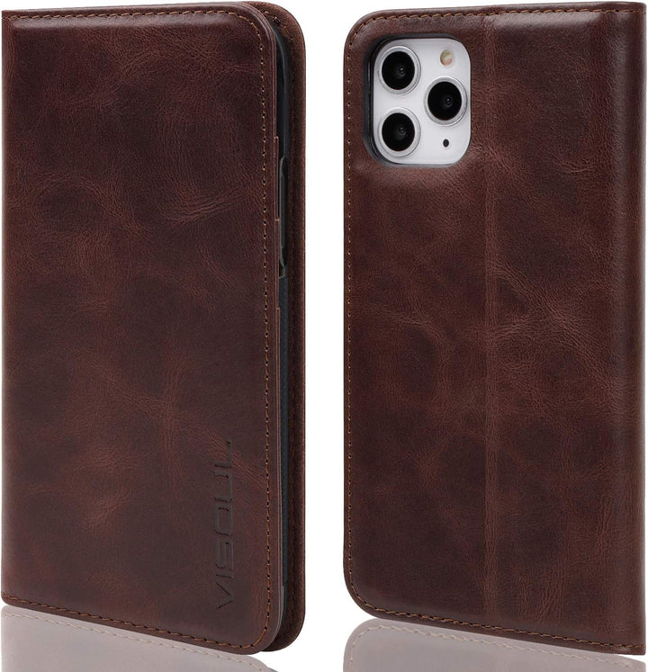 VISOUL iPhone 11 Pro Max Hülle,Stossfeste Handyhülle [Auto Sleep/Wake][100% Leder] TPU Schutzhülle K