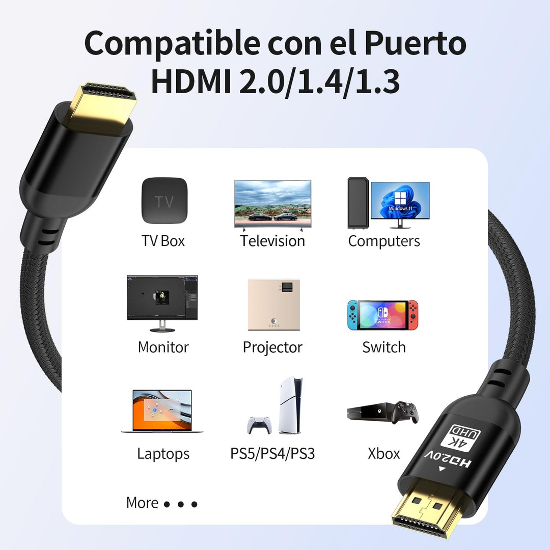 Diyanisly 4K HDMI Kabel 20M, 18Gbps Hohe Geschwindigkeit Geflochtenes HDMI 2.0 Kabel, Unterstützt 4K