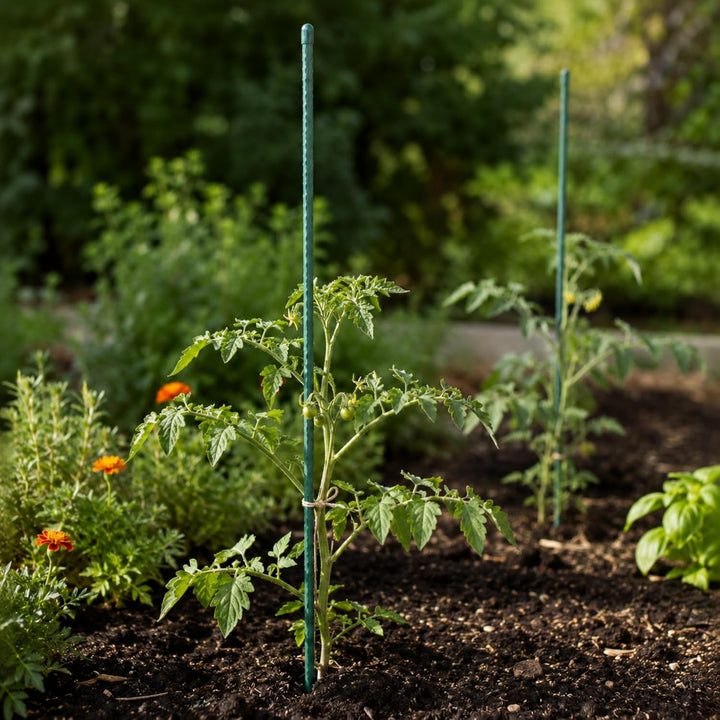 KADAX Pflanzstäbe 90 cm x 11 mm, 10er Set – Beschichteter Stahl Rankstab, Pflanzenstütze & Tomatenst