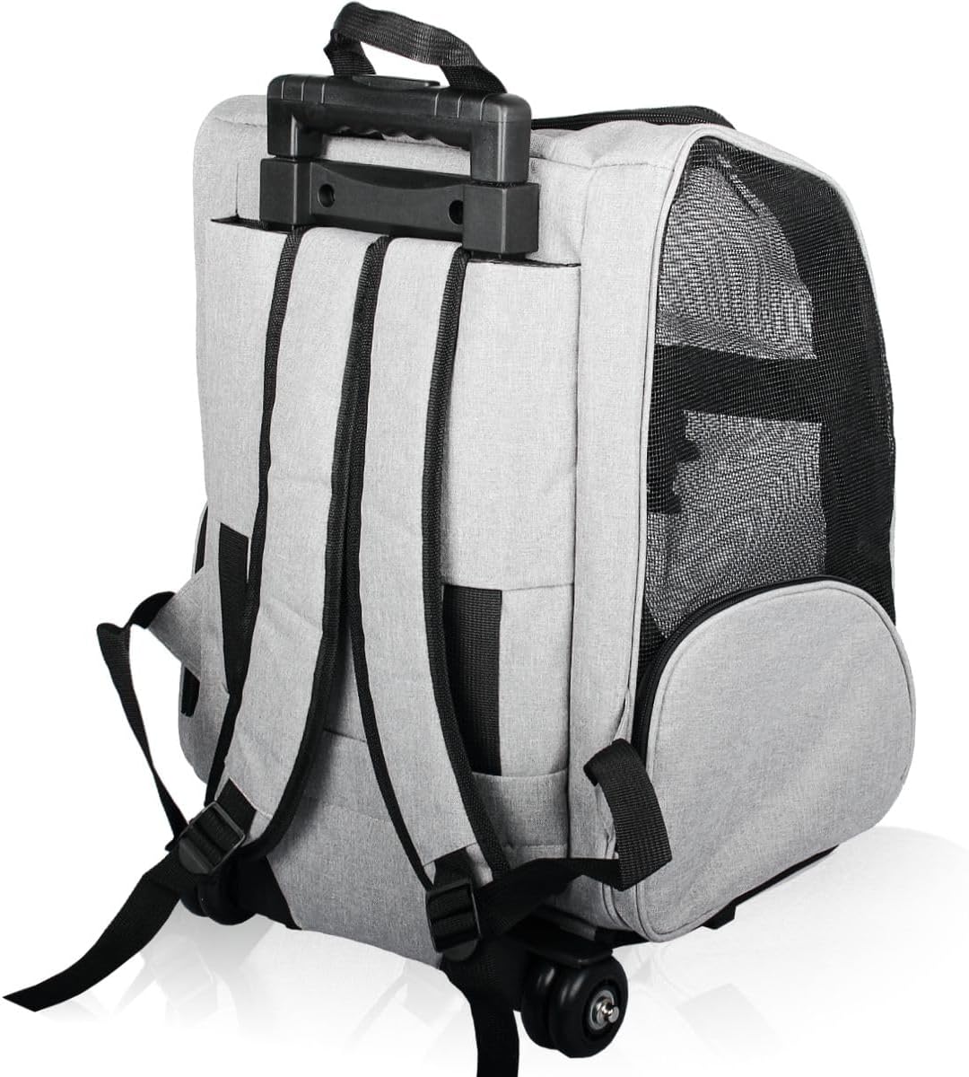 2IN1 Transporttasche mit Rollen bis 15kg Rucksack Trolley Hund Katze Hunderucksack Tasche (Melange-G