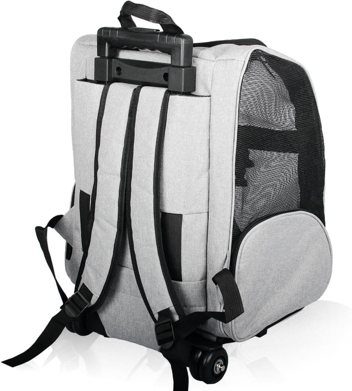 2IN1 Transporttasche mit Rollen bis 15kg Rucksack Trolley Hund Katze Hunderucksack Tasche (Melange-G