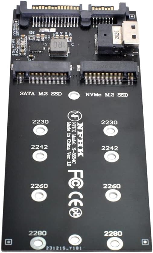 Chenyang M.2 NVME PCIE SSD auf SFF-8654 & NGFF SATA SSD auf SATA 2 in 1 Kombi Adapter für Mainboard