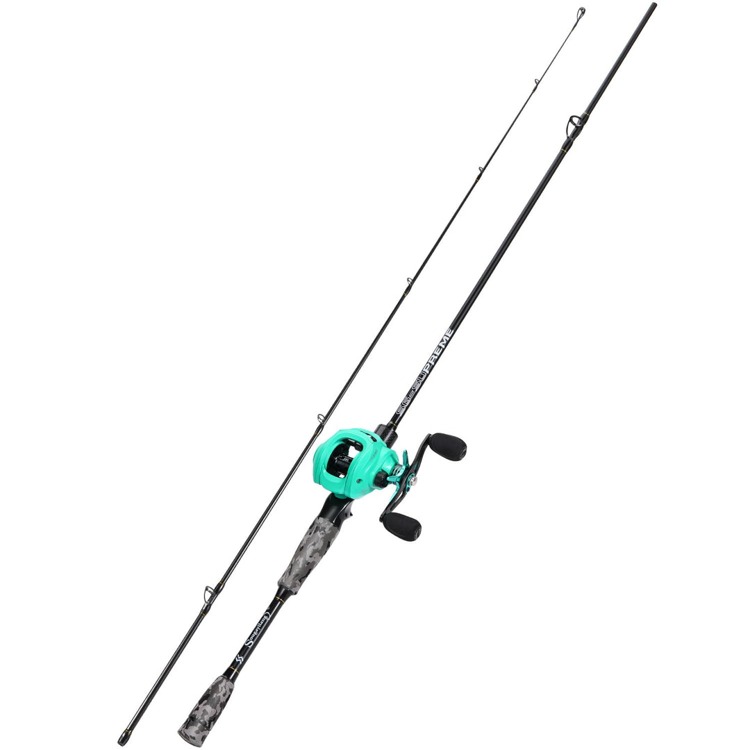 Sougayilang MX-2 Wurfangelrute und Baitcastrolle Combo, 1,8m/2,1m Baitcaster Combo - Raubfisch-Angel