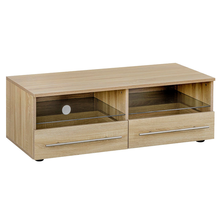 Baroni Home TV-Schrank für Wohnwand mit 2 Ablagen und 2 Schubladen, Loch für Kabeldurchführung aus M