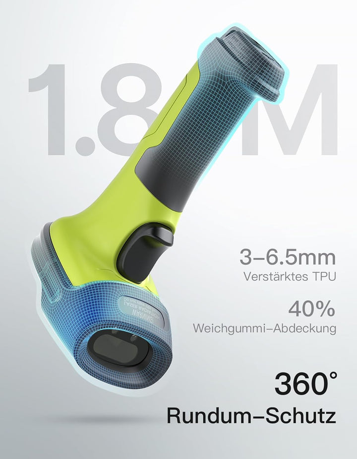 Inateck Barcode Scanner 2D Bluetooth, QR Code Scanner Kabellos, Wireless Handscanner mit AI APP & SD