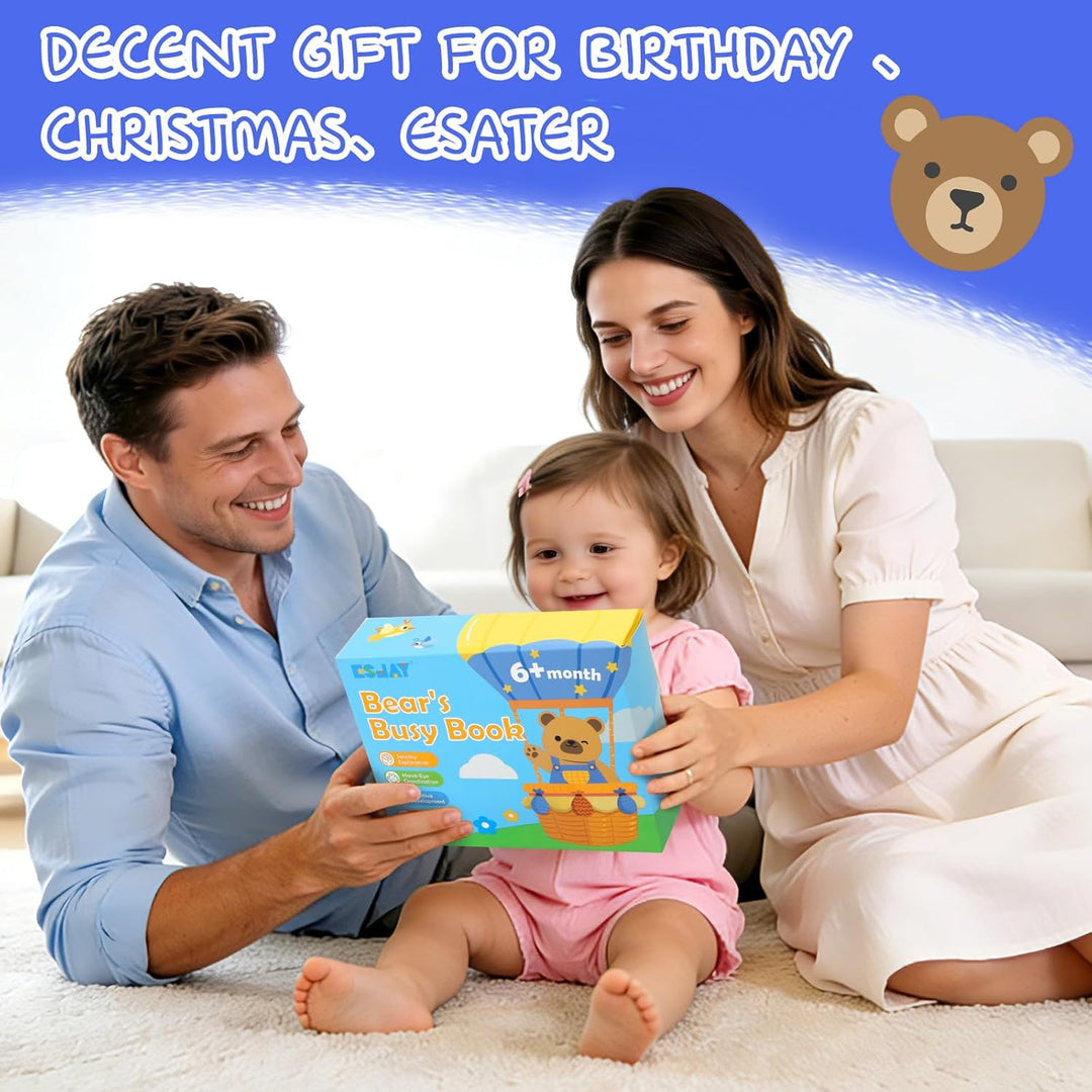 Esjay Busy Book für Kleinkinder ab 1 Jahr, Montessori Spielzeug Bär Busy Board, Activity Buch Quiet