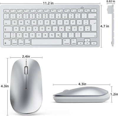 OMOTON Bluetooth Tastatur Maus Set für Mac, Kompakte kabellose Tastatur und Maus kombination kompati