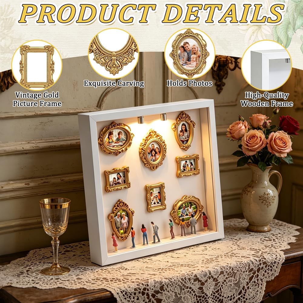 DIY Mini Museum Silhouette Box, mini bilderrahmen Vintage mit LED Licht, Museum of us Set mit 8 Mini