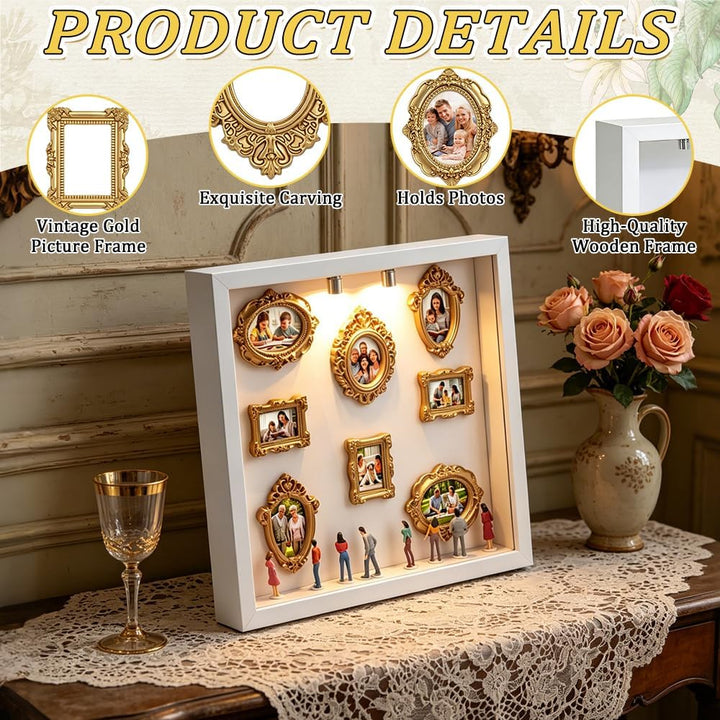 DIY Mini Museum Silhouette Box, mini bilderrahmen Vintage mit LED Licht, Museum of us Set mit 8 Mini