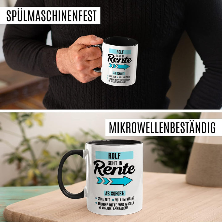 Rente Tasse personalisiert Ruhestand Kaffeetasse Rentner Geschenk anpassbar Kollege Geschenkidee Abs