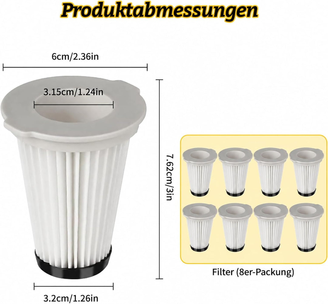 8 Ersatzfilter, kompatibel mit Einhell TE-SV 18 Li