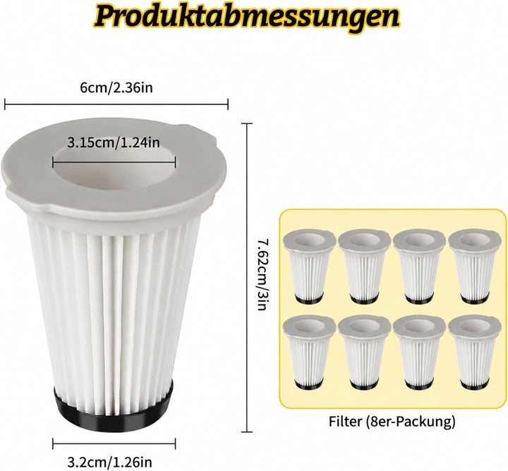 8 Ersatzfilter, kompatibel mit Einhell TE-SV 18 Li