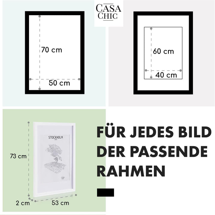 Classic by Casa Chic - Echtholz Bilderrahmen 50x70 cm - Weiss - mit Passepartout 40x50 cm - Acrylgla