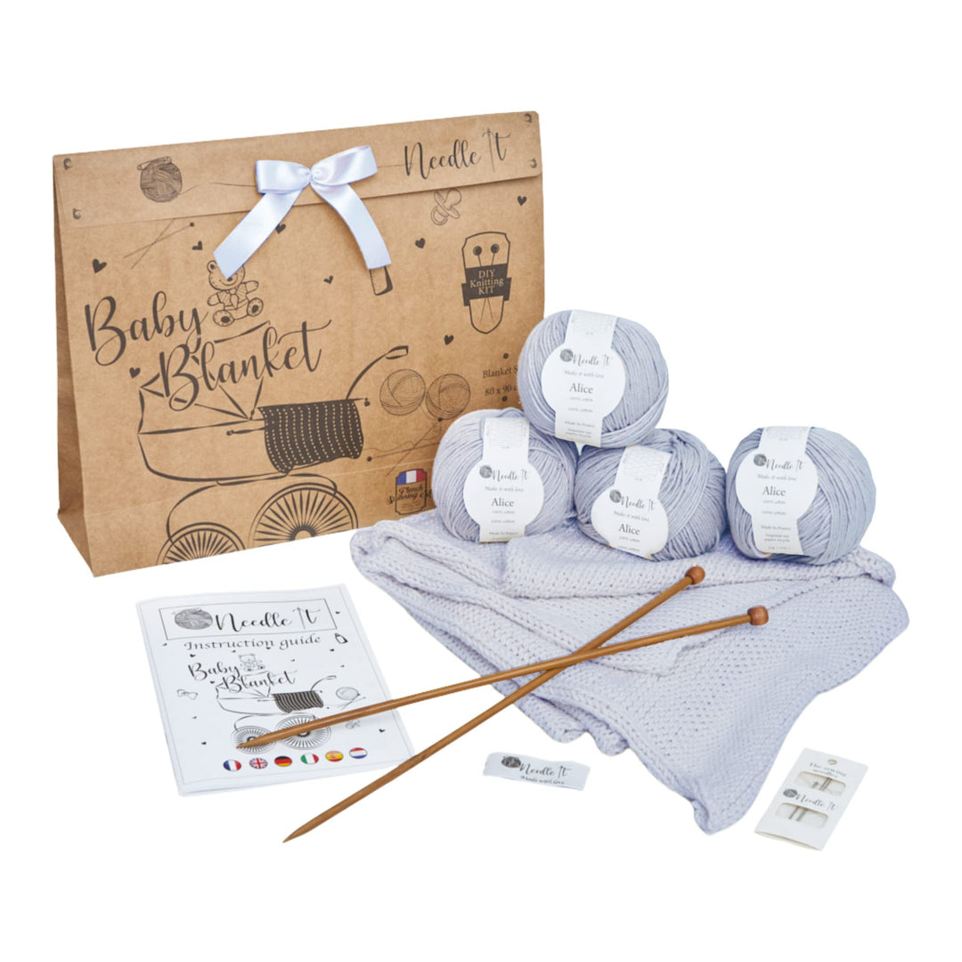 Needle It® - Strickset für Anfänger komplett mit Stricknadeln - Babydecke zum Selberstricken - Gesch