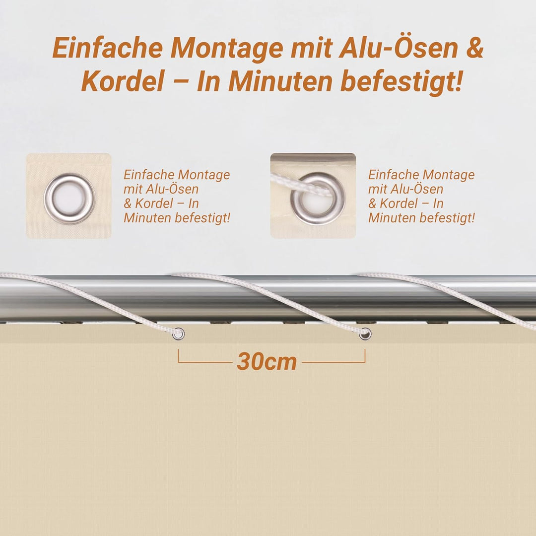 Balkon Sichtschutz 90x500cm, Blickdicht &amp; wetterfest – Balkonabdeckung und Windschutz mit Ösen und K