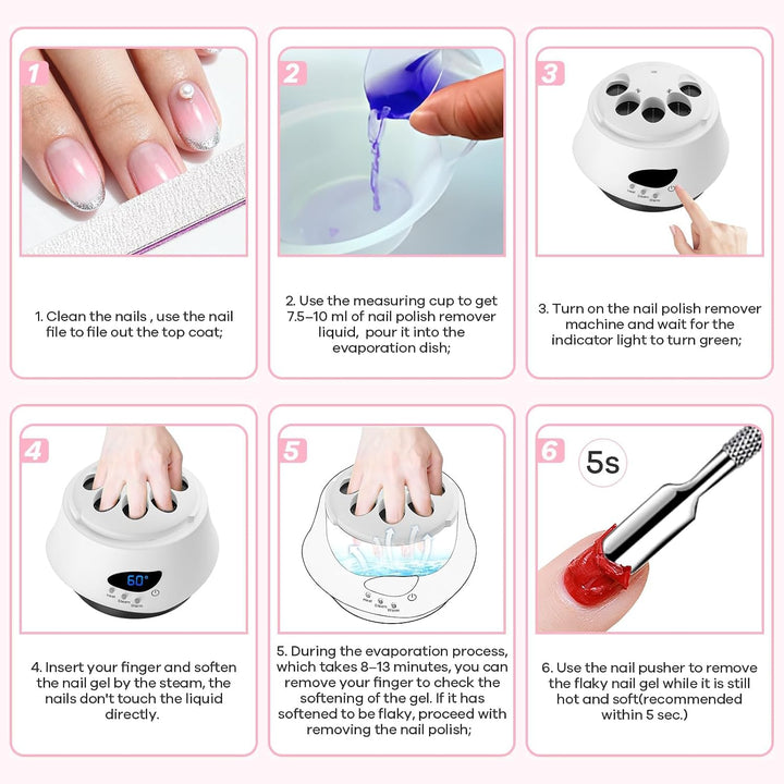 Nagel Dampfgerät-Entferner Professionelles Gel Nagellackentferner Dampfgerät mit LED-Temperaturanzei