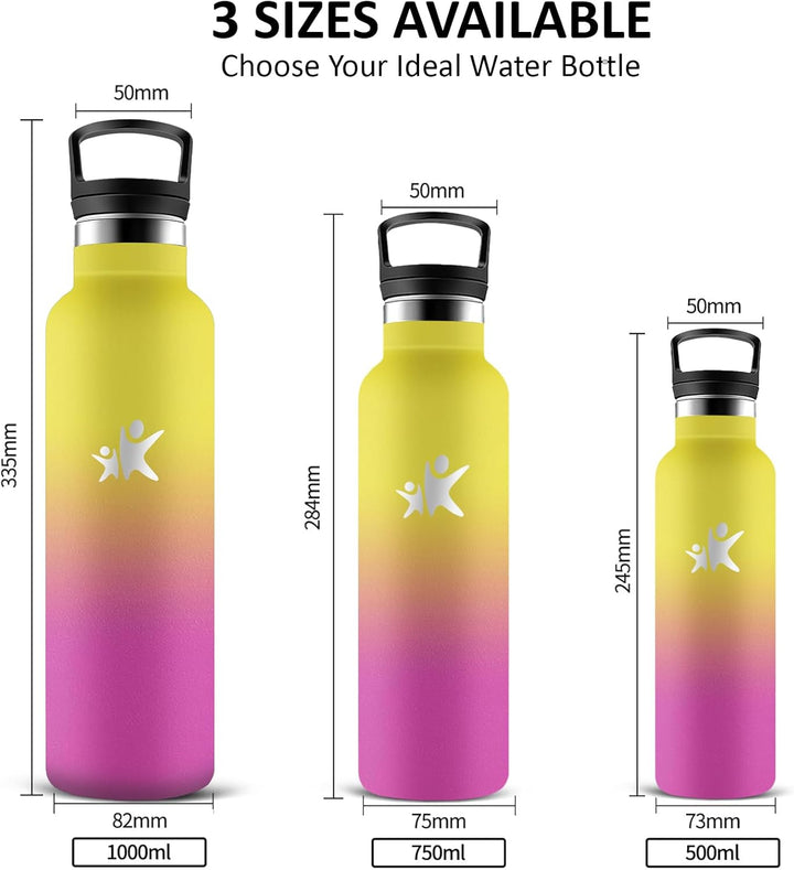 Wasserflasche, 500ml Trinkflasche Edelstahl, BPA-Frei, 24h Kalt & 12h Warm, Wasserflasche mit Strohh