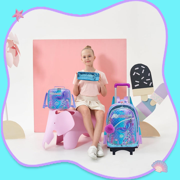 HTgroce Kinder Trolley Rucksack Schultasche Schulranzen Mädchen schultrolleys Schulrucksack Kinderko