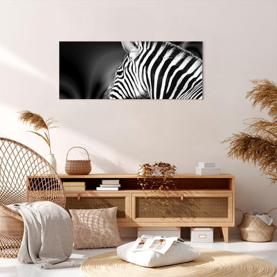 Panorama Bilder auf Leinwand 100x40cm Leinwandbild Tier Zebra Streifen Gross Wanddeko Bild Schlafzim