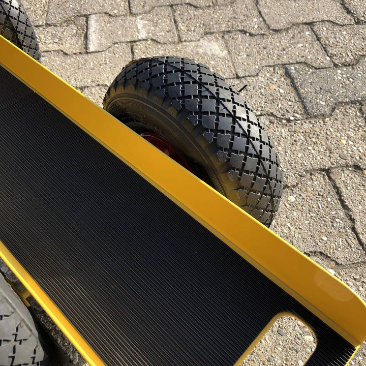 Ravendo Plattenwagen 4 Rad 300 Kg Länge 98,5 cm Schwerlast Lasten Karre Transportkarre Luftreifen Ma