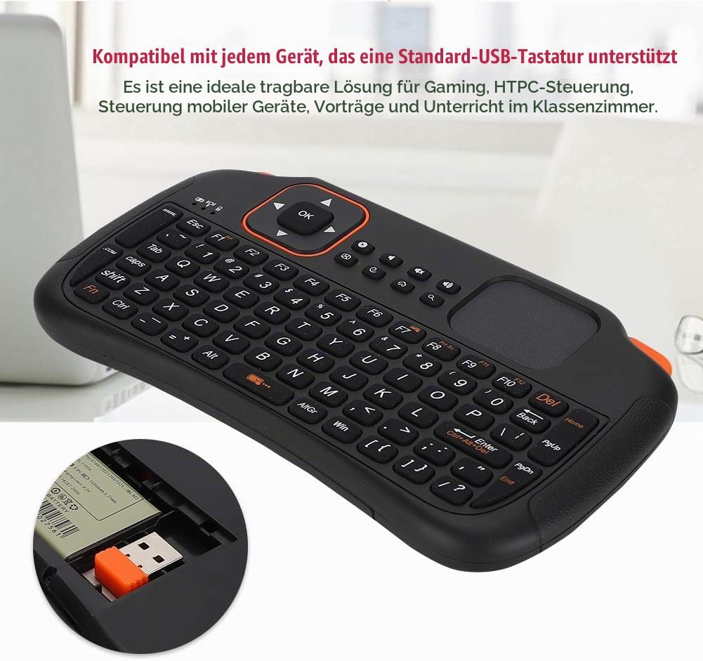 Annadue 2.4G Wireless Keyboard mit Touchpad, Tragbarer Wireless Keyboard Controller mit USB-Empfänge
