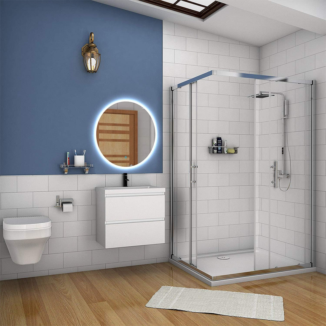 Aica Sanitär Waschtisch mit Unterschrank 60 cm Badmöbel Set mit Waschbecken Mineralguss Gäste WC Wei