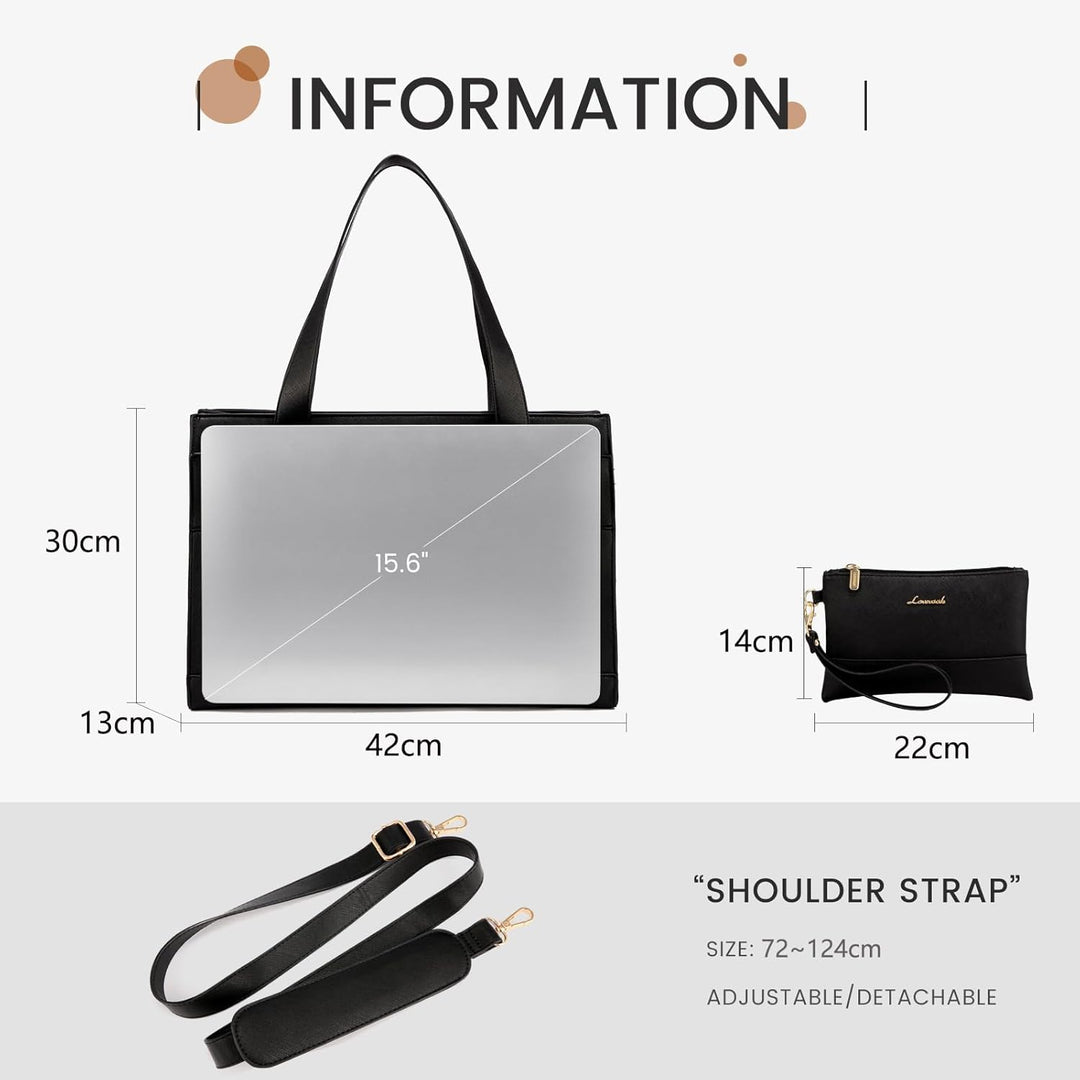 LOVEVOOK Laptop Handtasche Damen, Laptoptasche 15,6 Zoll Shopper Tasche Damen Gross, PU Leder Aktent