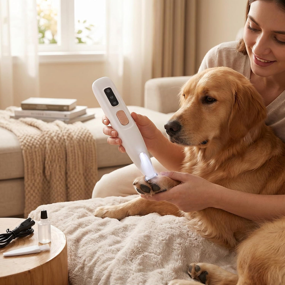 Effizienter Haustier-Trimmer mit LED-Licht für Hunde und Katzen, wiederaufladbarer elektrischer Sche
