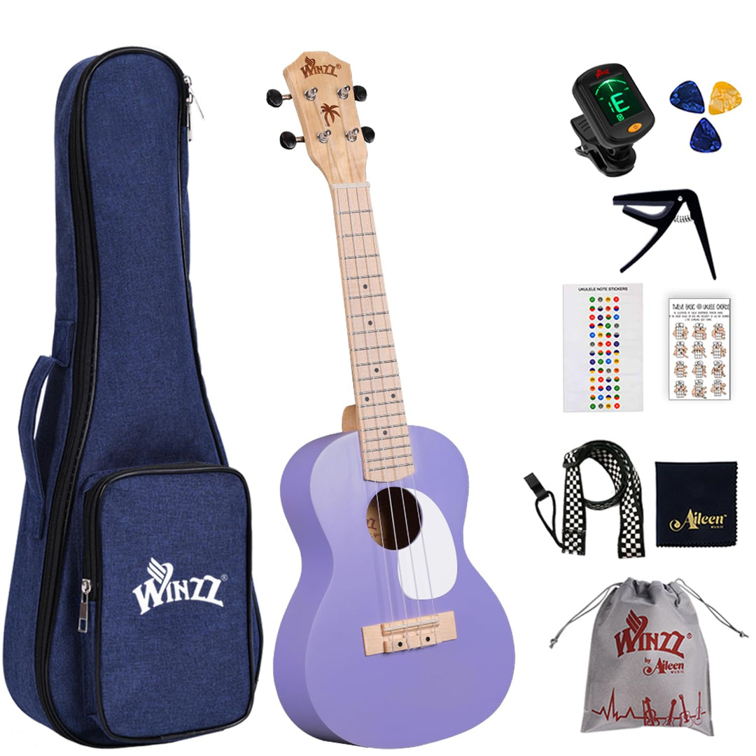Winzz Ukulele Kinder Konzert, Ukulele Erwachsene Anfänger Set, 23 Zoll, mit 9 Zubehör, Kleine Einste