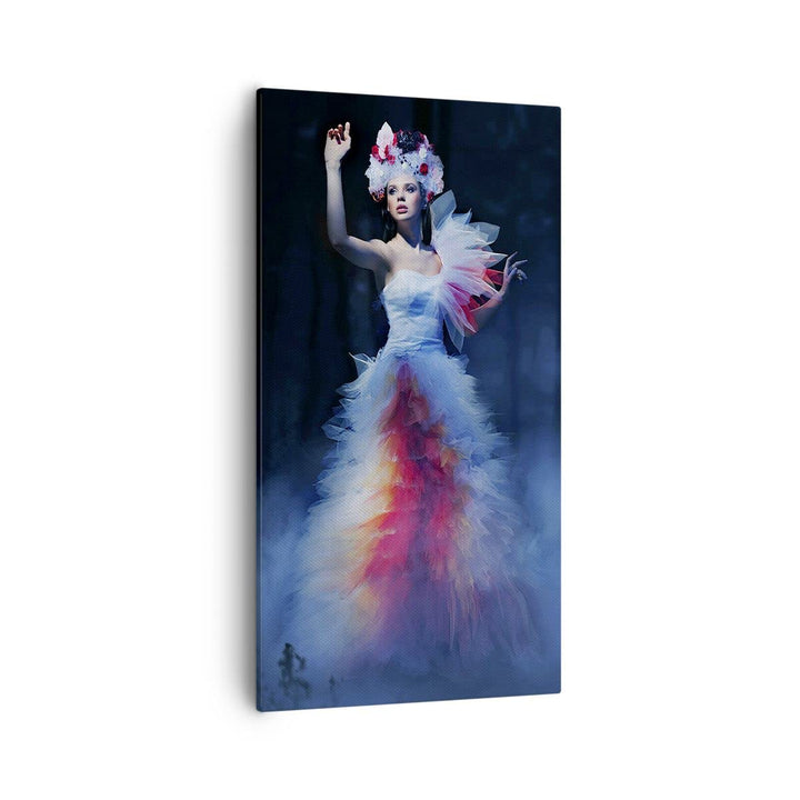 Bilder auf Leinwand 55x100cm Leinwandbild mit Rahmen Frau Geheimnis Nacht Wald Gross Wanddeko Bild S