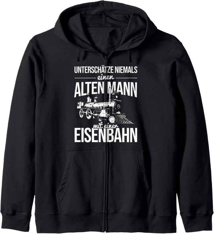 Alter Mann Mit Einer Eisenbahn Lokführer Rentner Eisenbahn Kapuzenjacke