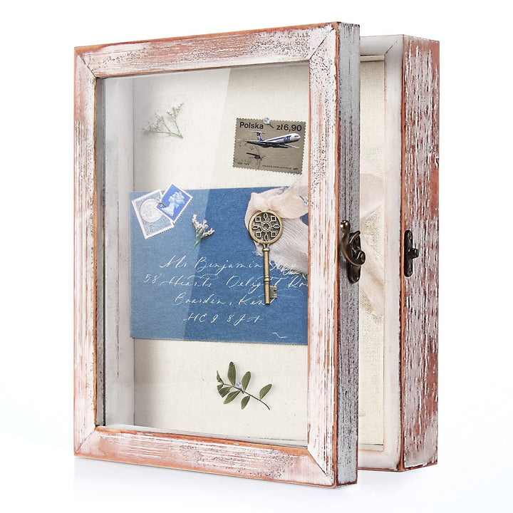 TJ. MOREE Shadow Box Rahmen 8 x 10 Blume Shadowbox Display Case Bilderrahmen mit Leinen zurück Memor