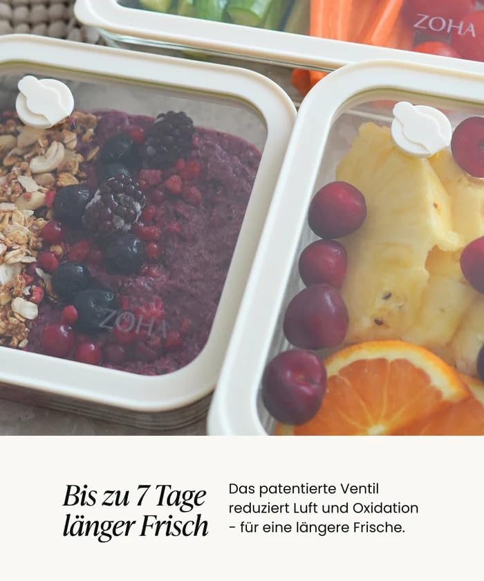 Zoha Frischhaltedosen Glas Set 8-teilig – Vorratsdosen Glas mit Deckel BPA-frei – luftdichtes Frisch