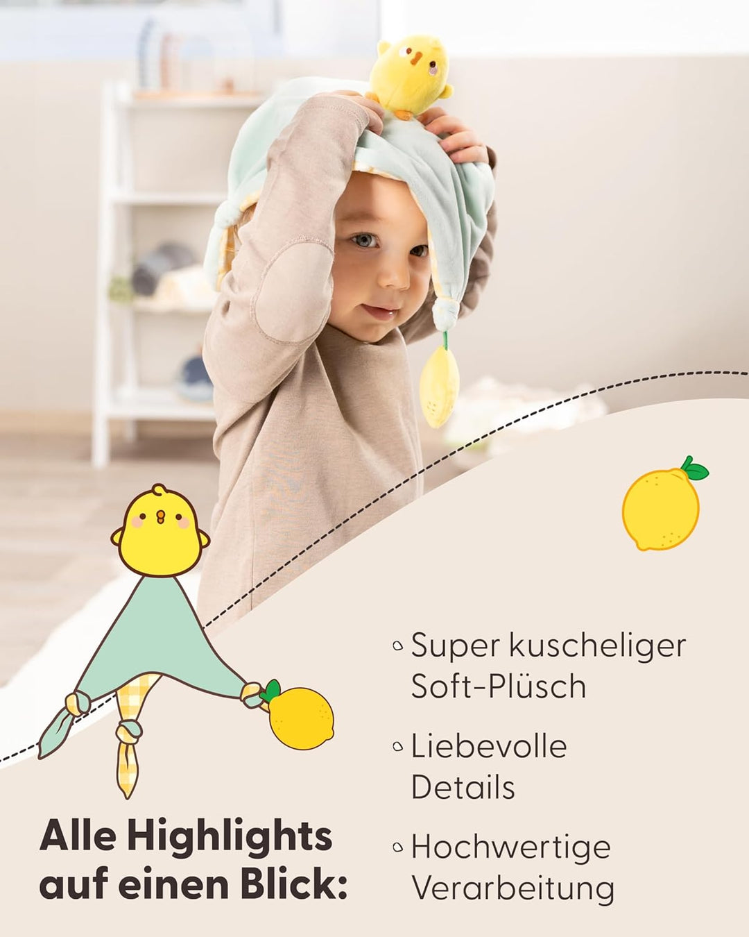 NICI Piu Piu Kuscheltier 16 cm mit Schmusetuch Baby Einschlafhilfe - Niedliches Stofftier und Schnuf