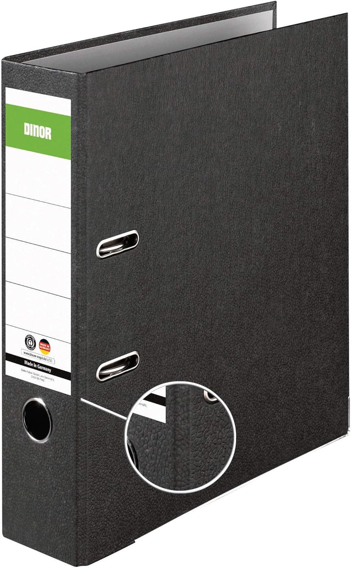 Original DINOR Ordner-Wolkenmarmor-Recycling - Made in Germany. 10er Pack 8 cm breit DIN A4 schwarz