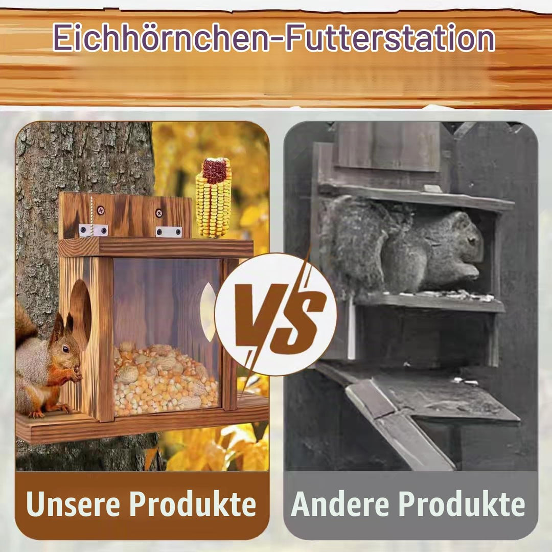 Eichhörnchen Futterhaus Wetterfest, Eichhörnchenhaus, Eichhörnchen Futterhaus aus Holz, Futterstatio