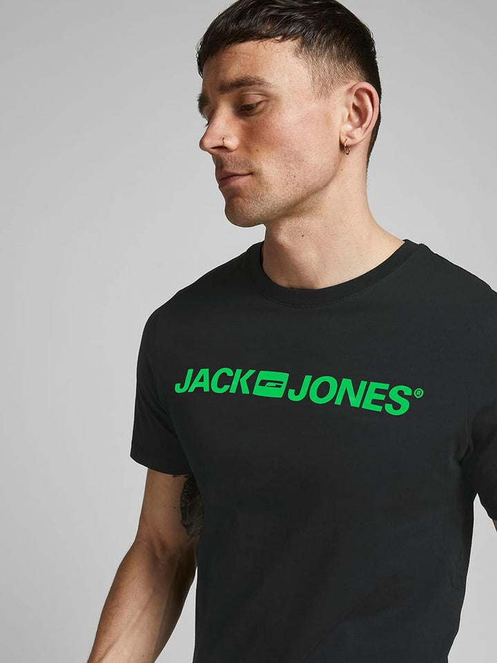 JACK & JONES Herren Jjecorp Logo Tee Ss Crew Neck T-Shirt (2er Pack) XS 3er Pack (2x Schwarz, 1x Grü