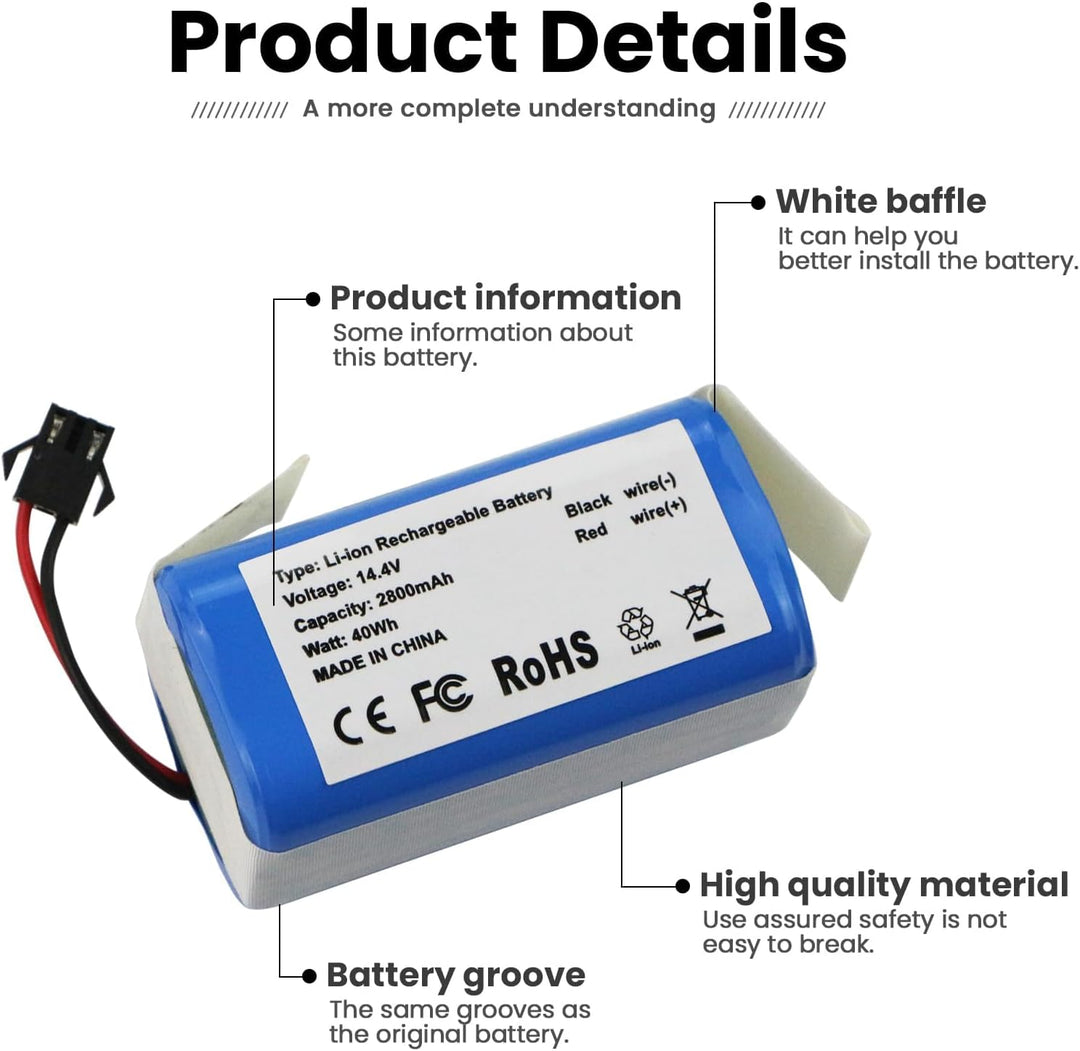 ANTIEE Battery Compatible with Robot Ionvac SmartClean 2000 Robovac 7687 7688, Coredy R750 Tesvor S6