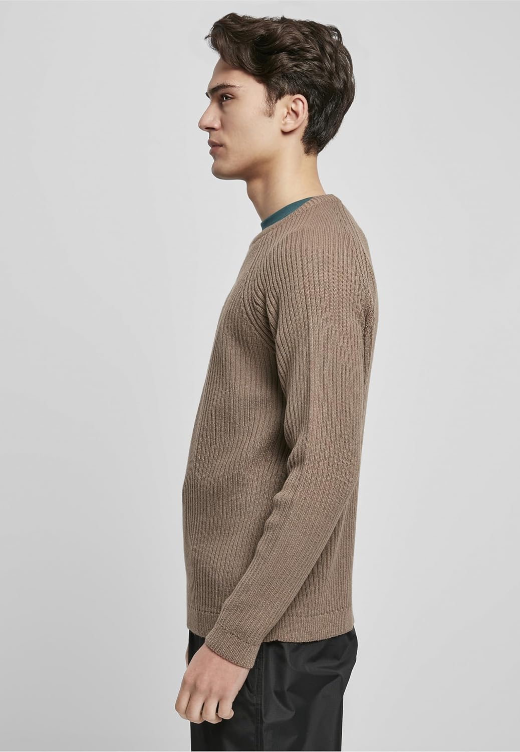 Urban Classics Herren Strickpullover mit Raglan Ärmeln, Rib-Struktur & Rundhals, nahtfreie Schultern