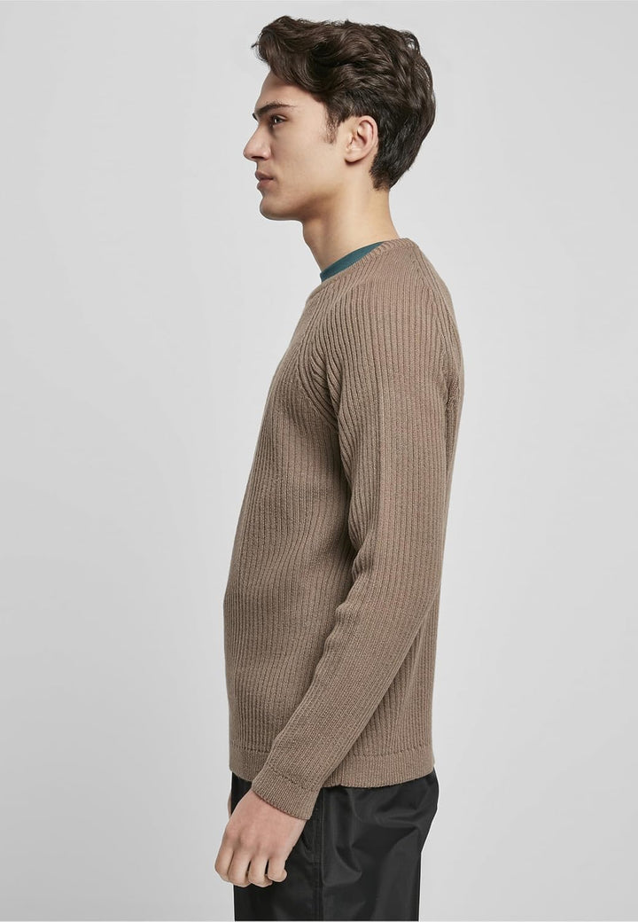Urban Classics Herren Strickpullover mit Raglan Ärmeln, Rib-Struktur & Rundhals, nahtfreie Schultern