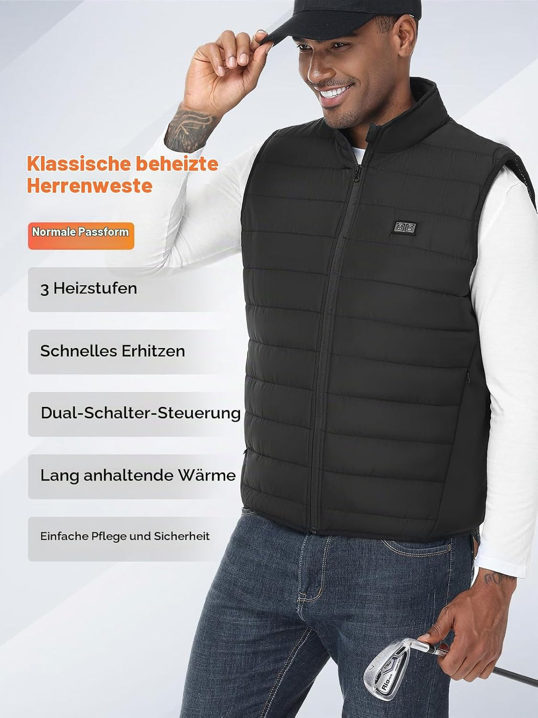 Beheizbare Weste, Heizweste für Damen Herren, Beheizte Jacke, Heizjacke mit Powerbank, 7.4V/5.0V Wär