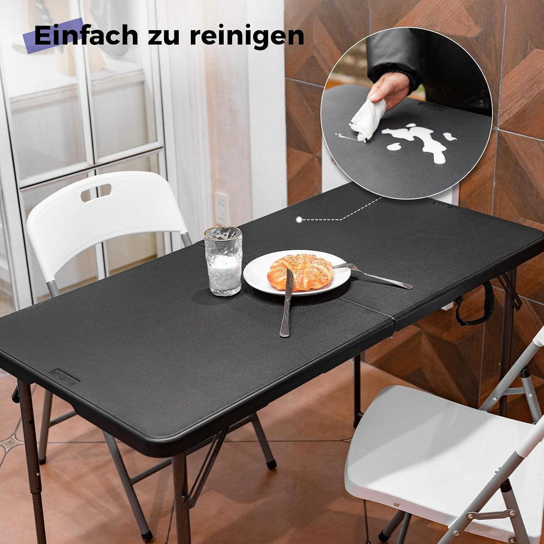 Klapptisch 120 cm tragbar, höhenverstellbar Campingtisch, Gartentisch Esstisch Partytisch klappbar f