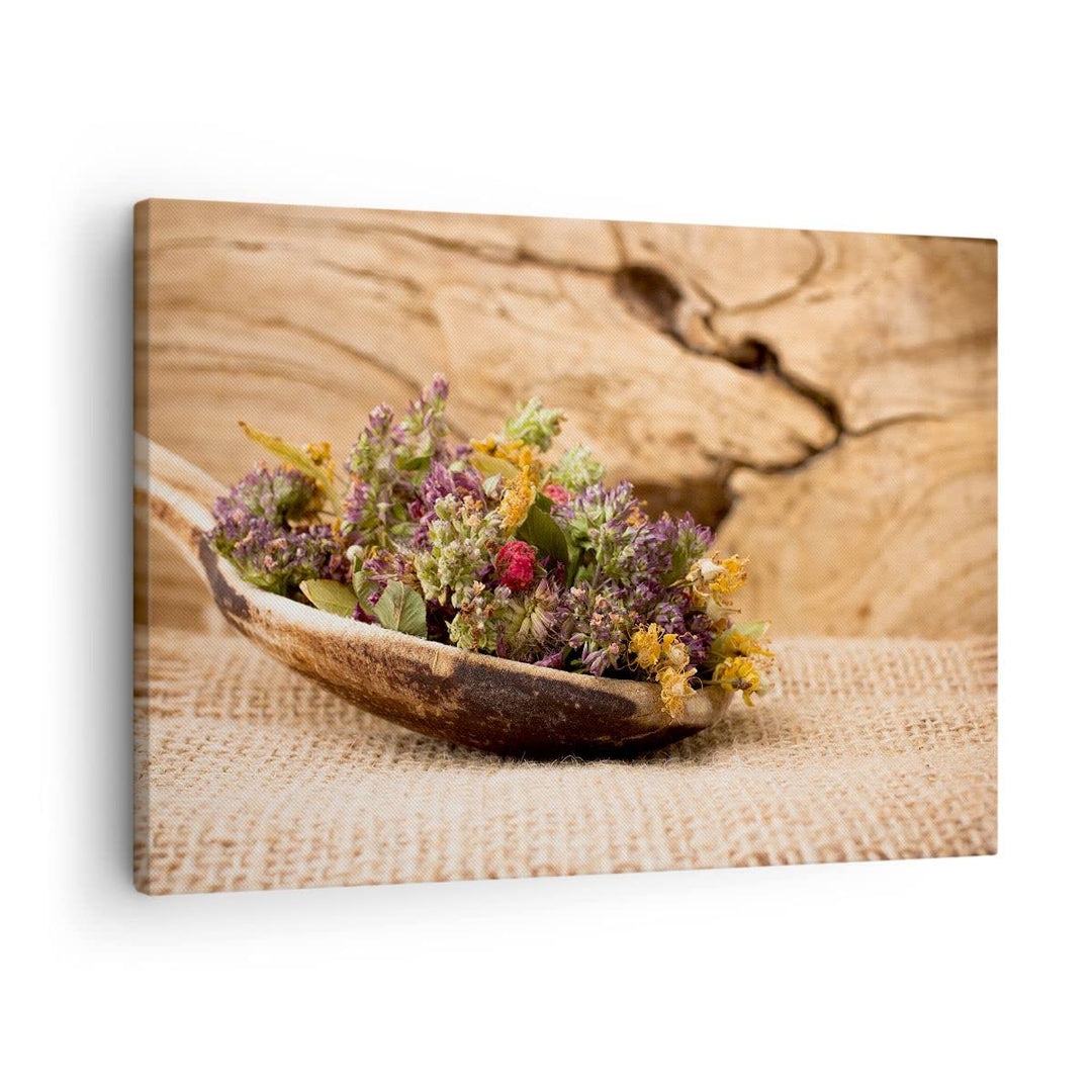 Bilder auf Leinwand Kraut Tee Bio getrocknete Kräuter Leinwandbild 70x50cm Wandbilder Dekoration Woh