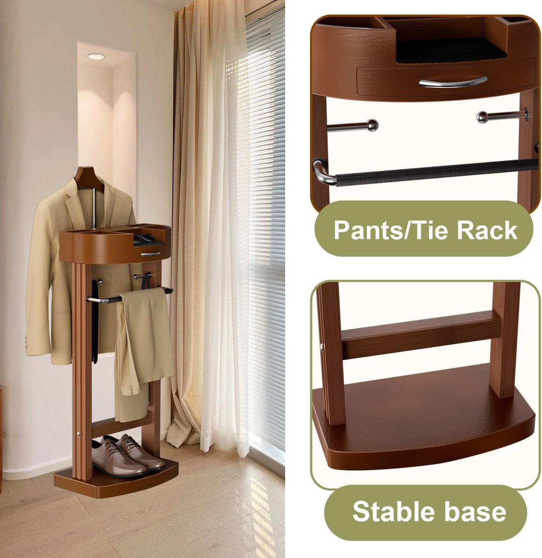 Stummer Diener aus Massiv Holz, Stummer Damen Diener mit Hosenbügel, Herrendiener Schlafzimmer mit S