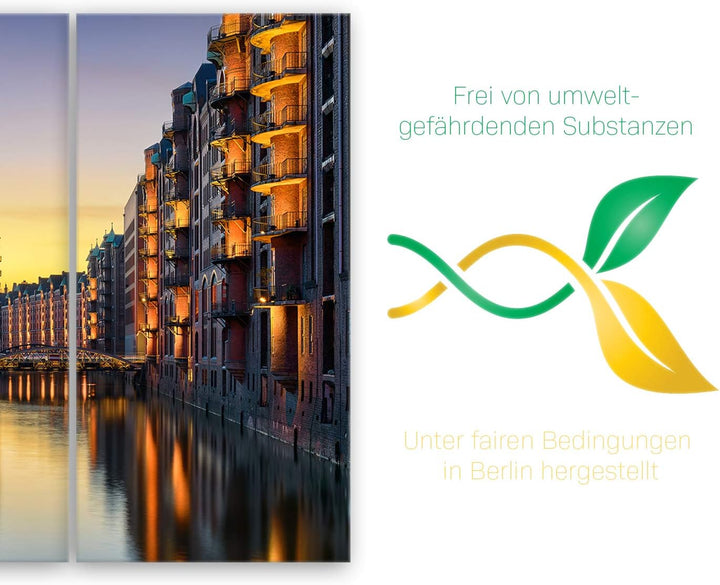 ge Bildet Bild auf Leinwand | Wasserschloss in der Speicherstadt - Hamburg D in 90x60 cm mehrteilig