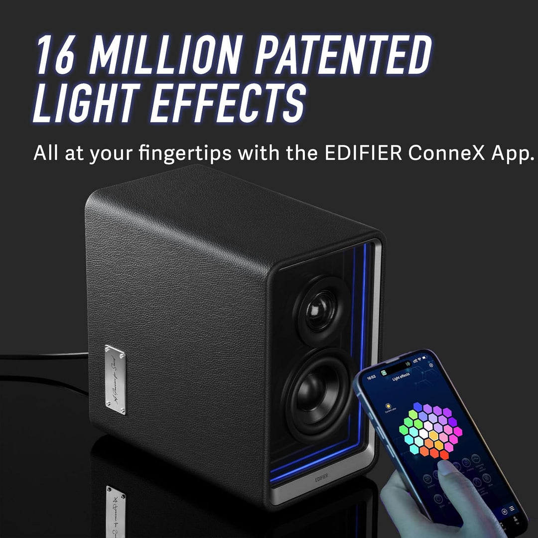EDIFIER QR65 Aktive Design-Monitorlautsprecher (70 Watt) mit RGB-Lichteffekten, 3X USB TurboGaN-Schn
