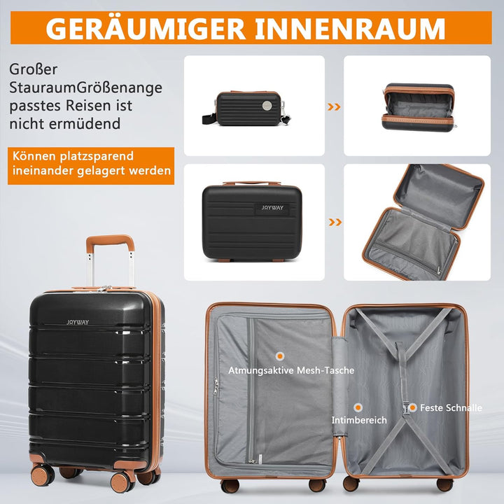 Joyway Kofferset 5tlg Hartschale mit 4 Rollen und TSA-Schloss Der Gepäcksets Enthält 1 Kosmetikkoffe