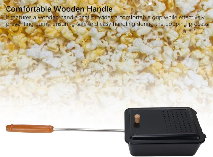 Popcorn -Grillschale mit Holzgriff, Manuelles Popcorn -Pfanne Handzubereiten Snacks Hersteller, Soga