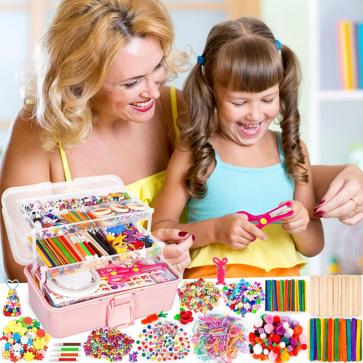 Purpledi 3600+ Stück Bastelset für Kinder Bastelmaterial in Bastelkoffer, Bastelset Kinder DIY Baste